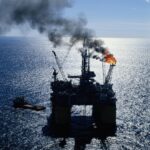 Flaring on an oil rig in the Gulf of Mexico.